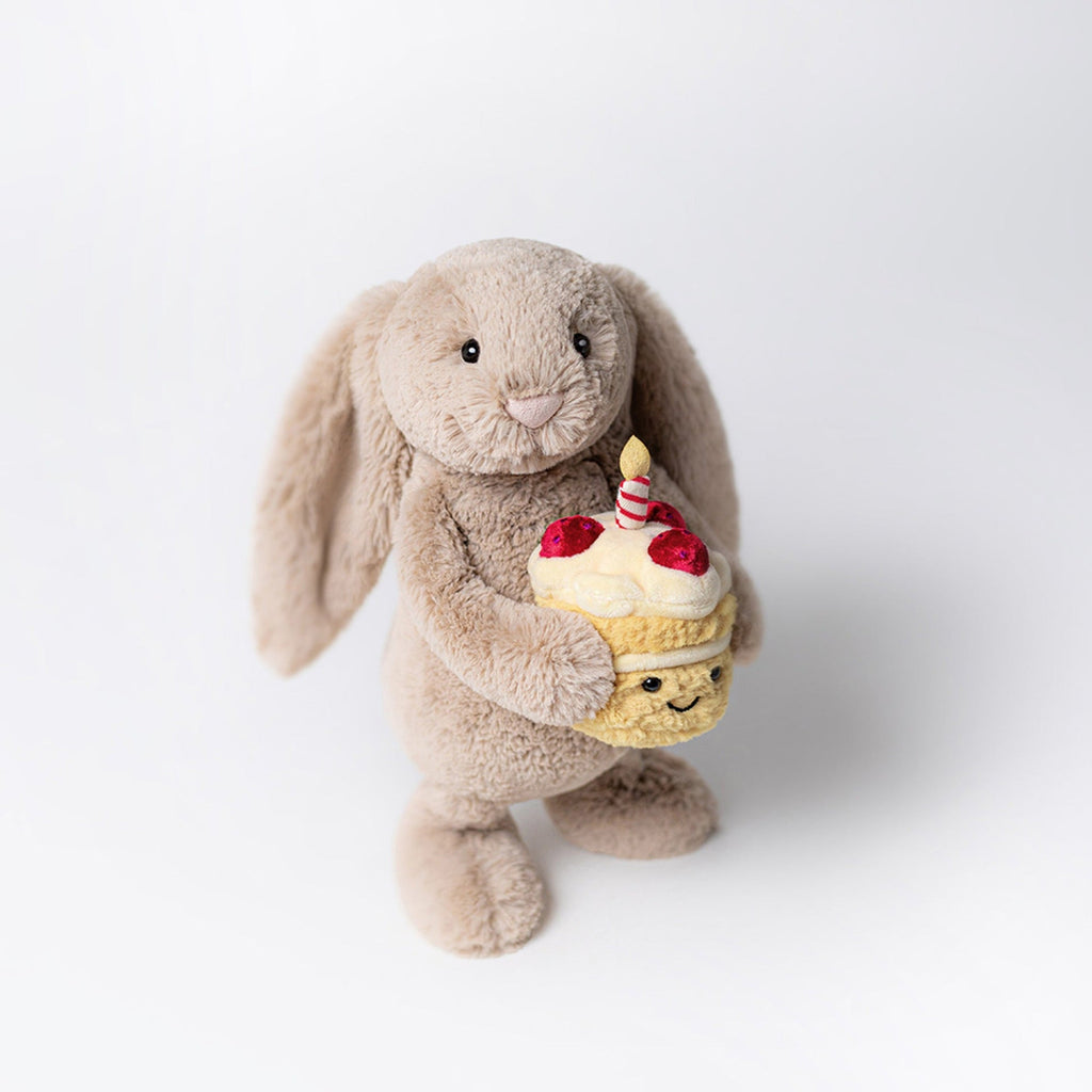 Birthday Bunny Plush – Soft Cuddly Rabbit with Mini Cake Toy